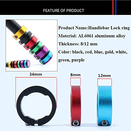 2 Pcs Aluminum Alloy Bike Grips Lock Rings, Colorful Bike Grips Fixing Rings Durable Handlebar End Lock Rings Cycling Accessories(8Mm,Black) #TOP1