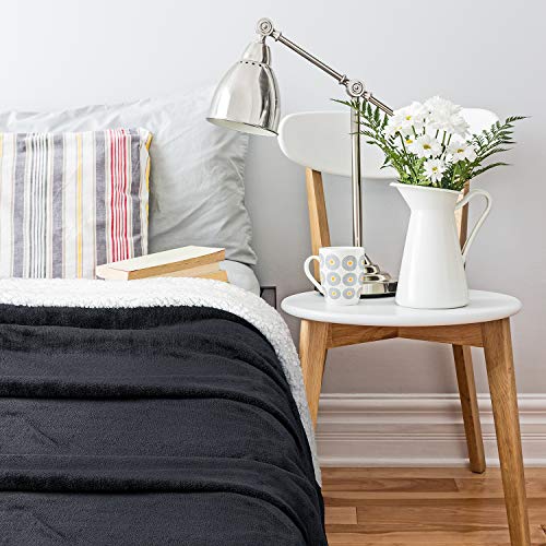 Black Sherpa Throw Plush Blanket Size 50" X 60" Bedding Fleece Reversible Blanket For Bed And Couch, Super Soft Comfy Warm Fuzzy Tv Blanket #TOP1