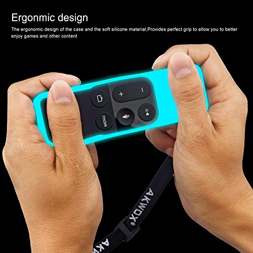 [Nightglow Blue] Case For Apple Tv 4K / 4Th 5Th Gen Remote, Akwox Light Weight [Anti Slip] Shock Proof Silicone Cover [Lanyard Included] -Not For New Apple 4K Tv Series 6Th Gen 2021 #TOP2