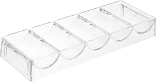 GLEAVI Transparenter 5-fächer Chips Ständer Poker Chip Tray Organizer für Heimspiel und Turnier mit Robuster Aufbewahrung