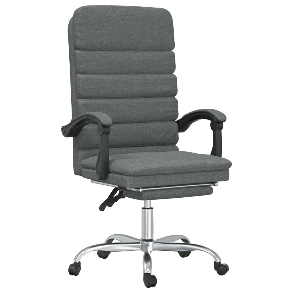 Silla de oficina de masaje gris oscuro, 110-120 cm, función reclinable, transpirable, marco de metal, oficina en casa, juegos
