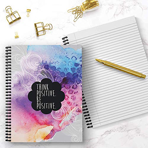 Carnet de notes Think Positive anti-déchirure à spirale 120 pages couverture rigide