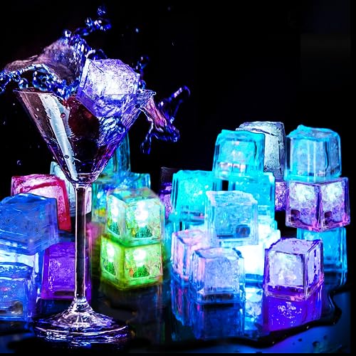 Maylai 204PCS Waterproof LED Light Up Ice Cubes for Drinks That Change Colors Flashing Glow in The Dark for Bar Club Drinking Party Wine Wedding Swimming Pool Decoration…