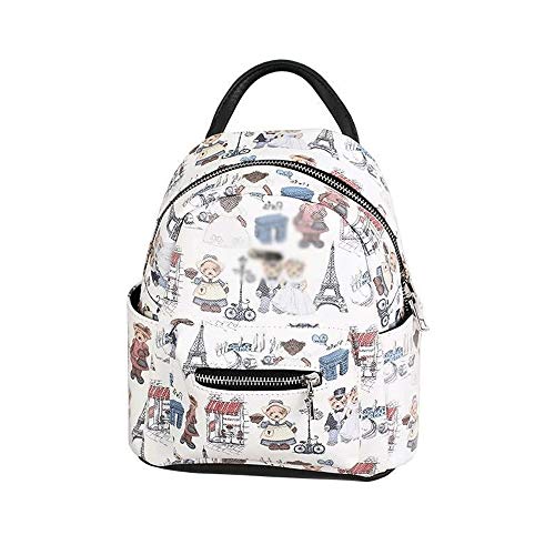 Lady Rucksack, Frauen Mini PU-Leder Rucksack Handtasche beiläufige Kordelzug Daypack Convertible Umhängetasche (Color : White)