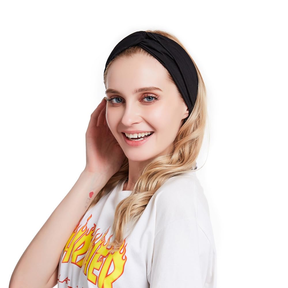 Norhogo 4 fasce per capelli estive da donna, larghe fasce elastiche con croce di cotone, fascia per capelli, nodi, sport, headwrap yoga, per donne e ragazze, stile-b