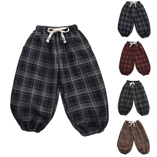 Kids SBaggy Plaid Joggers Casual Elastic Waist Loose Vintage Athletic Pants with Pockets for Girls Boys 1-14 Years2