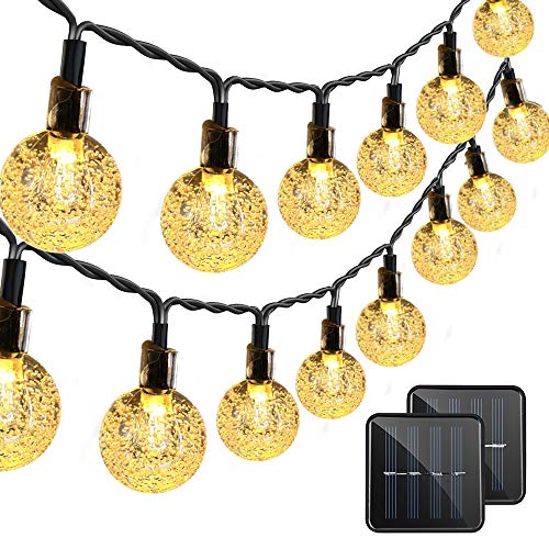 VMANOO Christmas Solar Powered Globe Lights,30 LED (19.7 Feet) Globe Ball Fairy String Light for Outdoor, Xmas Tree, Garden, Patio, Home, Lawn, Holiday,Decor, Waterproof, 2-Pack (Warm White)