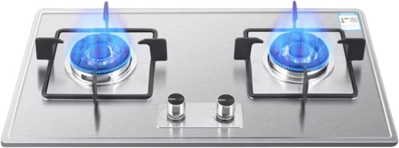 Double Burner Gas Stove,Stainless Steel LPG/Natural Countertop,5.0KW Fire Ring High-Power Wok,with Flame Failure Protection(LPG)