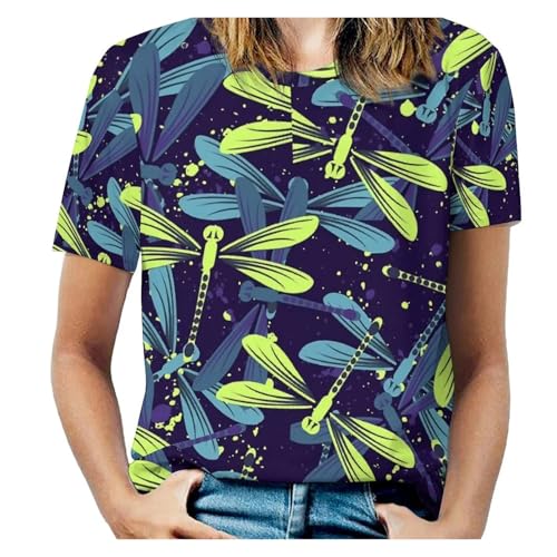 T-shirt imprimé libellule coloré au motif animal mignon et coupe estivale