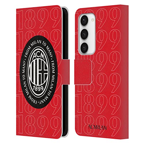 Funda AC Milan para Samsung S23 de cuero negro con tarjetero oficial 1899