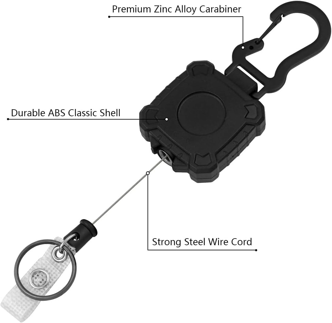 Mecool 2 Pcs Retractable Badge Holders Hard Plastic Extendable Lanyard with Card Holder, Square - Image 3