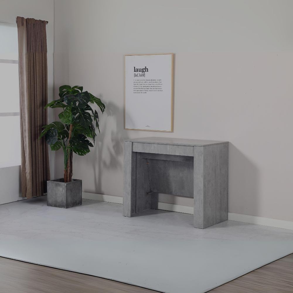 Consolle Allungabile 3 Metri Ingresso Design Moderno Dimensioni 50-300x90x76 cm Colore Grigio Cemento