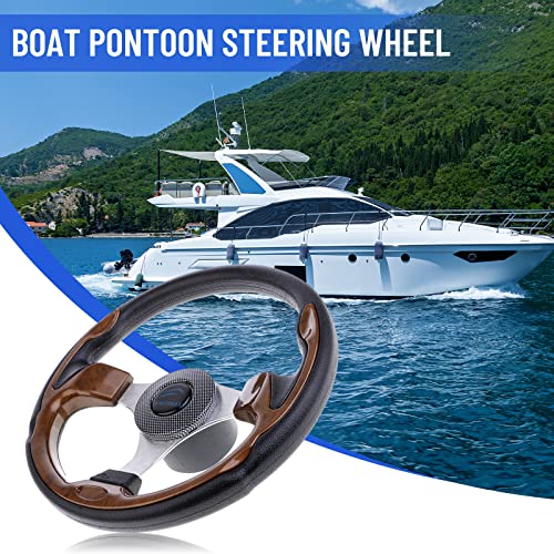 12.5“ Boat Steering Wheel With 3/4“ Tapered Shaft, Aluminum Alloy Boat Pontoon Steering Wheel Marine Accessories, Anti-Slip Carbon Fiber Steering Wheel For Marine Boats, Vessels, Yacht, Pontoon Boats #TOP4
