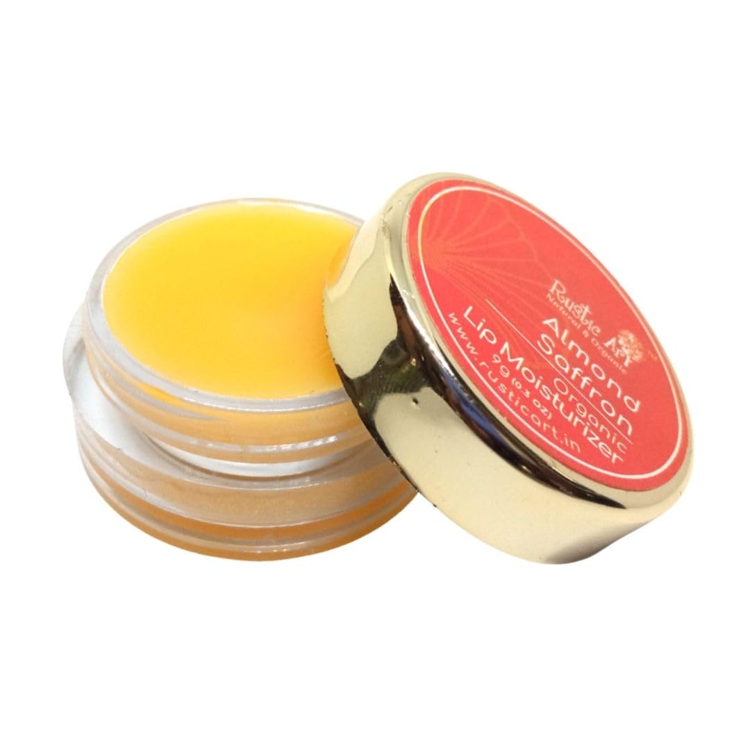 Rustic Art Organic Almond Saffron Lip Balm with Vitamin E | Vegan | Real Kesar & Almond Oil | Nourishing & Moisturizing | 9g-picture-10
