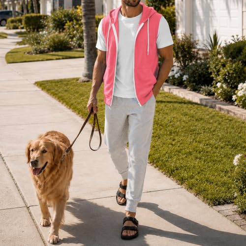 Image of Ohoo Mens Slim Fit Sleeveless Lightweight Zip Up Hooded Sweatshirt Vest Hoodie