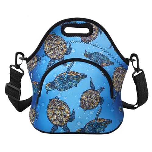 Violet Mist Lancheira de neoprene com alça de ombro ajustável, bolsa de almoço isolada para mulheres