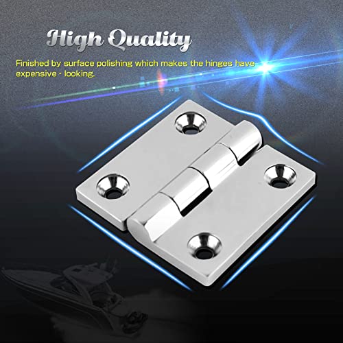 9Tong Heavy Duty Boat Hinge Strap Mirror Polished Marine Hinges Mount Hardware Hatch Stainless Hinge Door Corrosion Resistance SUS316 1.97 inch x 1.97 inch 2pcs - Image 4