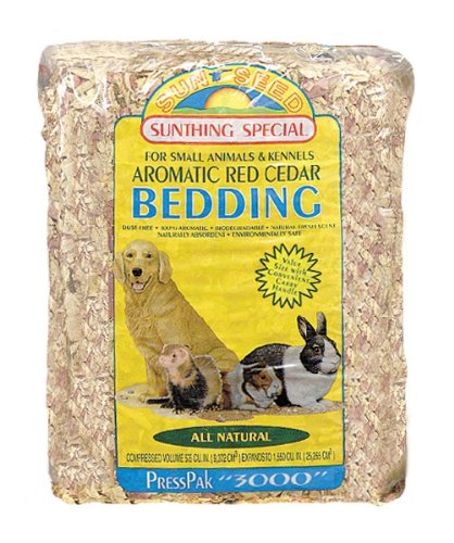 Sun Seed Company SSS18150 4-Pack Aromatic Red Cedar Press Pack Small Animal Bedding, 2500 Cubic Inch