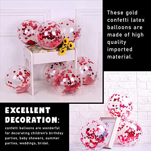 Image of Party Propz Red Confetti Balloons For Birthday - Set of 15 Pcs (12 inch) Christmas Decoration | Giant Confetti Balloons For Decoration | Red Balloon For Decoration Birthday (Latex)
