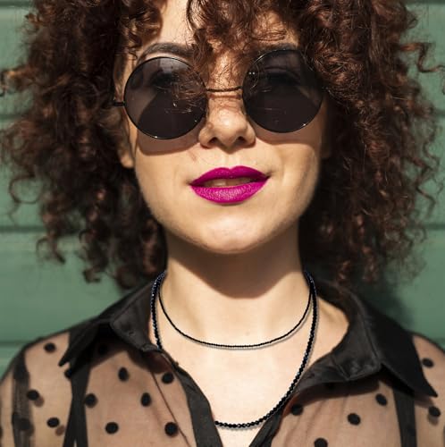 Black Tourmaline Choker Necklace for Women Layered Adjustable Goth Gothic Beaded Crystal Necklaces2