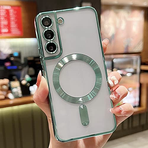 Étui magnétique Samsung S24 anti-choc avec recharge sans fil rapide silicone vert