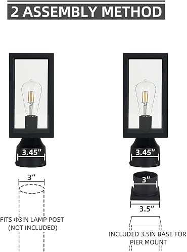 Miniatura 5 de Luz de poste para exteriores, lámpara de poste de aluminio fundido impermeable, linterna de poste con base de montaje en muelle, negro mate, 13.8
