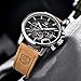 BENYAR Chronograph Waterproof Watches Business and Sport Design Black Leather Band Strap Wrist Watch for Men (Brown Silver Black)