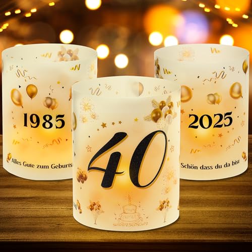 MestectPET Juego de 12 portavelas para 40 cumpleaños, PVC, color blanco y negro