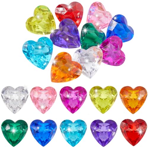 SOFPLATE 10 pz 10 colori Gemme A Forma di Cuore Diamante Acrilico Sfuso Colorato Grandi Cuori Diamanti Pietre Preziose di Cristlega Sfaccettate Nessun riempire Foro per Spargimenti Da Tavolo Grandi Ri