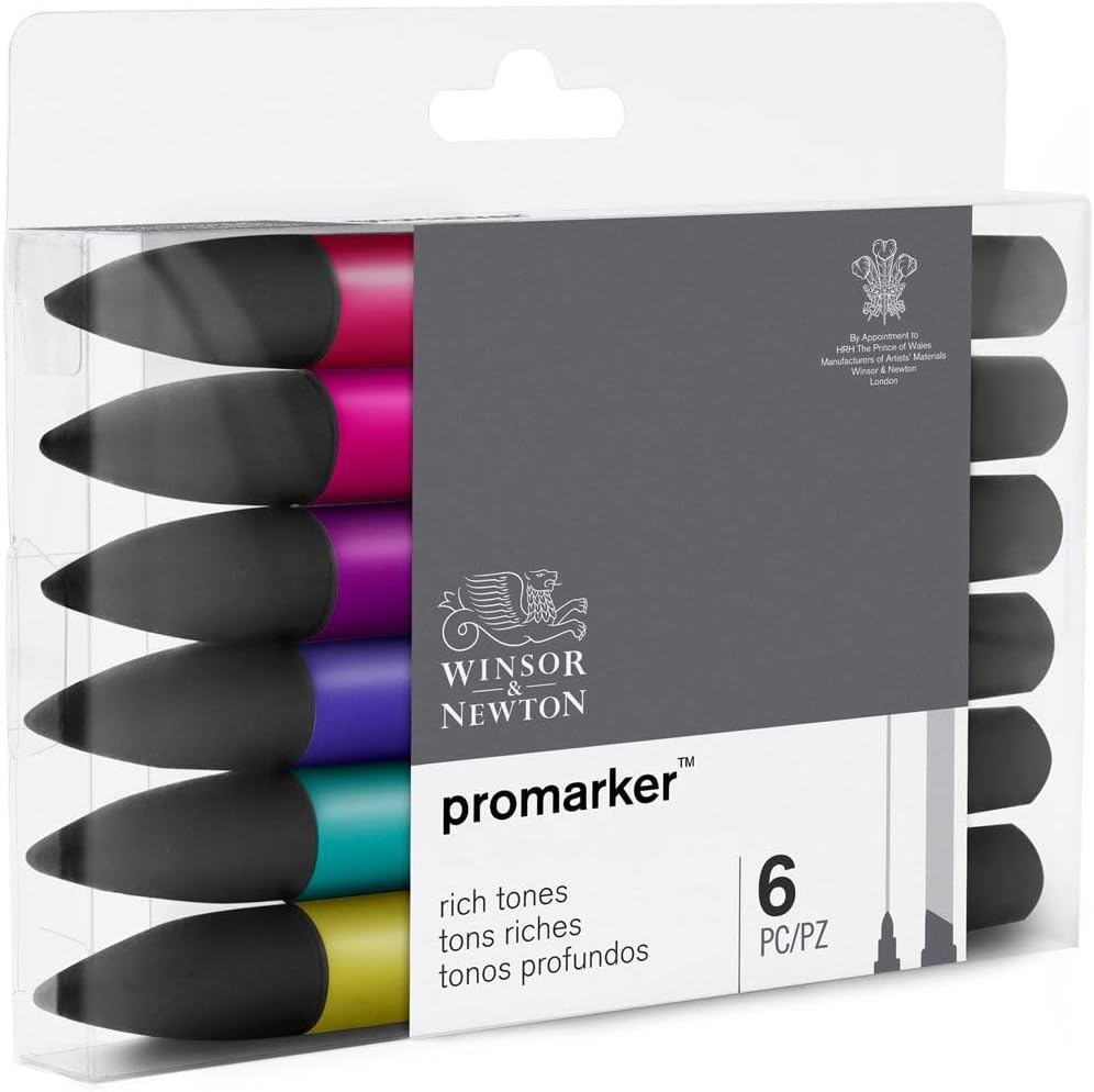 Winsor & Newton ProMarker Set, 6-Markers, Rich Tones