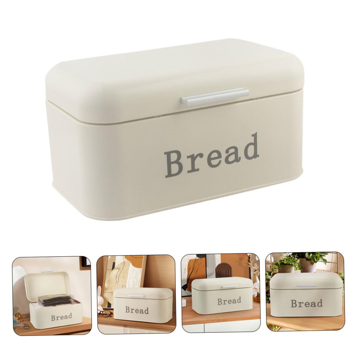 TEHAUX Scatola Porta Pane in Metallo Antiruggine con Coperchio Ribalta Contenitore Ermetico per Conservazione Pane Fresco Bauletto da Cucina per Tavolo Resistente e Pratico per Casa e