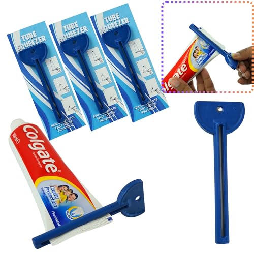 3pcs Plastic Toothpaste Squeezer, 10cm Blue Tube Squeezer Dispenser, Toothpaste Tube Squeeze, Tube Roller, Household Aid for Toothpaste Tube Hand Cream, Colour Tube, Cosmetics