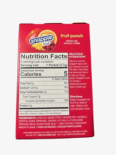 Snapple Fruit Punch Drink Mix- 6 Powder Sticks | Zero Sugar | On-The-Go Hydration Packs - Thumbnail 2