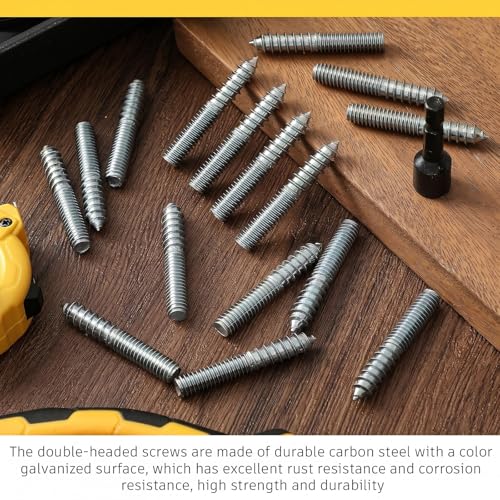 Image of Hicarer 20 Pack 3 /8-16 x 2 Inch Hanger Bolts Double Headed Bolts with Driver Self Tapping Screw Threaded Rod Screws for Furniture Double Headed for Wood Furniture Joint