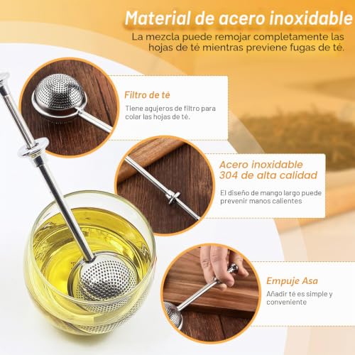 Miniatura 3 de Infusor De Te De Acero Inoxidable 304, 3 Piezas De Infusionador, Filtro Te Con Mango Telescópico, Infusionador De Te En Forma De Esfera Para Té Suelto, Azúcar, Café