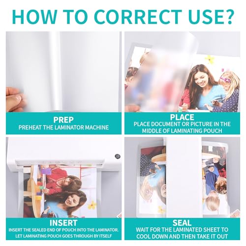 Image of 5 Mil Thermal Laminating Sheets 300 Pack, Clear 9 inch x 11.5 inch Laminating Pouches Rounded Corner, Holds 8.5 x 11 Inch Sheet, Letter Size Lamination Paper for Laminators