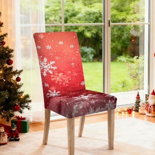 Image of Nuxovilar Red Snowflake Gradient Stretch 23.6x70in 2PCS Chair Covers