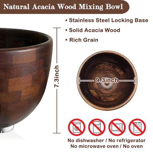 Tazón de Madera de Acacia Compatible con KitchenAid 4.5 & 5 QT miniatura 5