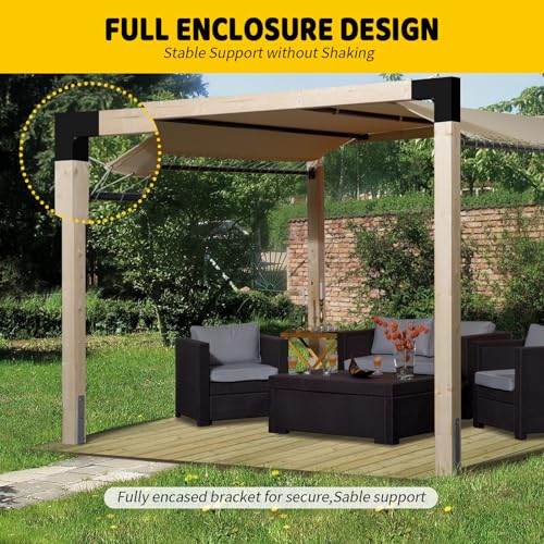 Image of 2-Way Pergola Brackets Kit, DIY L-Shaped Woodwork Brackets for 4 inch x 4 inch (Actual:3.5 inchx3.5 inch) Lumber for Patio Pergolas, Gazebos, Log Cabin W /Hardware - 1 Pack