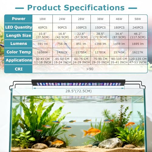 Image of hygger LED Aquarium Light for Plants, 24 /7 & DIY Mode Fish Tank Light, 38W