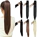 S-noilite Long Thick Claw Jaw Ponytail Big Wave Clip in Pony Tail Hair Extension Extensions (21 inches-straight, dark brown)