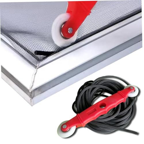 Window Screen Spline, 25PCS 3.3ft x 5.5mm Window Screen Rubber Cord with 1PC Roller Tool, Spline for, Rubber Cord