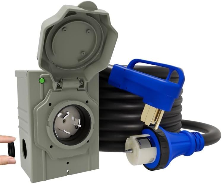 50AMP 15Feet Generator Cord with Pre-drilled Power Inlet Box, 4 Prong 125V/250V NEMA 14-50P Male to SS2-50R, STW 6/3+8/1 AWG Twist Locking with Inlet Box for Generator to House, UL&ETL Listed