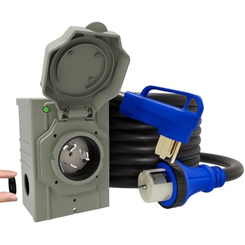 50AMP 15Feet Generator Cord with Pre-drilled Power Inlet Box, 50 Amp 4 Prong, 125V/250V NEMA 14-50P Male to SS2-50R, STW 6/3+8/1 AWG Twist Locking with Inlet Box for Generator to House, UL&ETL Listed Cover