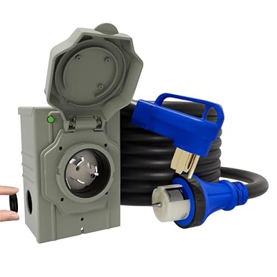 50AMP 15Feet Generator Cord with Pre-drilled Power Inlet Box, 4 Prong 125V/250V NEMA 14-50P Male to SS2-50R, STW 6/3+8/1 AWG Twist Locking with Inlet Box for Generator to House, UL&ETL Listed