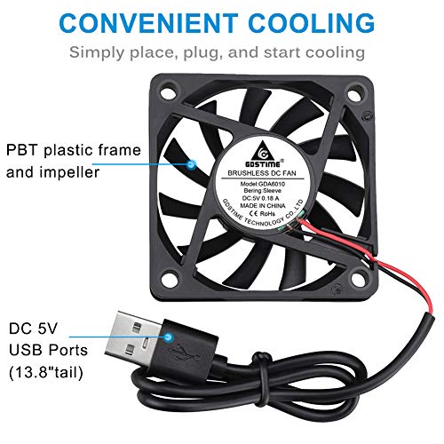 Gdstime 60Mm Fan, 5Volt Fan, 60X60X10Mm 0.18A Brushless Dc Cooling Fan #TOP5