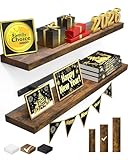 BAYKA Floating Shelves, 22.5 inches Rustic Wood Wall Shelves for Bathroom，Bedroom, Living Room, Kitchen & Book, Hanging Display Decor Organization Shelf with 22 lbs Capacity (Rustic Brown)