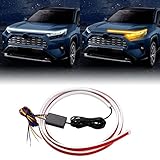 JUPIZEUS LED Car Daytime Running Under Hood Light Strip Engine Strips For Toyota RAV4 2018 2019 2020 2021 2022 2023 Turning Light Guide Waterproof Exterior Decoration Accessories DC 12V White & Yellow
