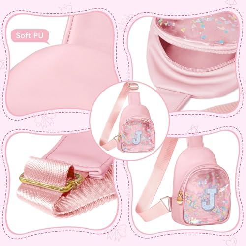 Image of COSHAYSOO Pink Toddler Little Girls Purse 2 3 4 5 6 7 Year Old Kids Sling Bag Initial Crossbody Pouch, One Two Three Four Five Six Year Old Girl Birthday Christmas Presents Gift Ideas Letter J
