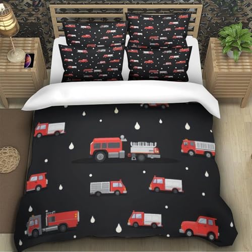 Housse de couette camion de pompier cadeau lit enfant 140x200 - 5